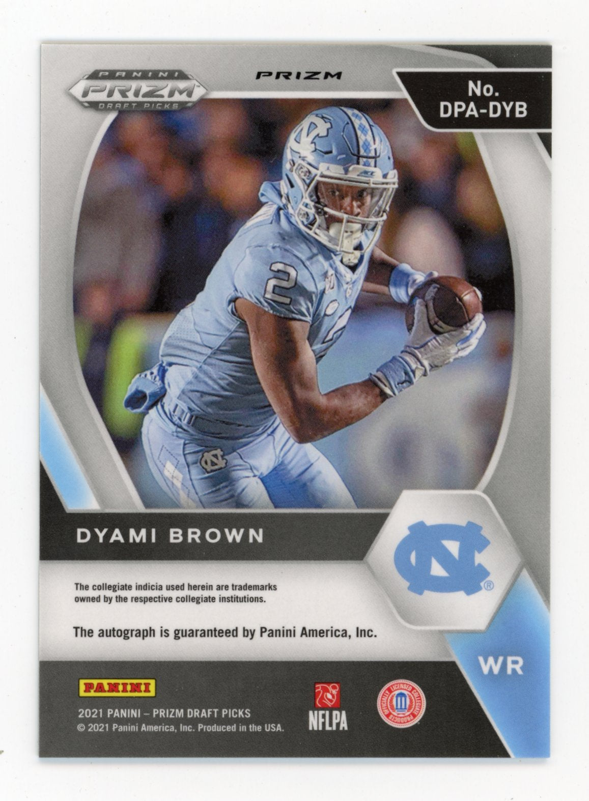 2021 Panini Prizm Draft Picks Dyami Brown #DPA-DYB - Auto UNC