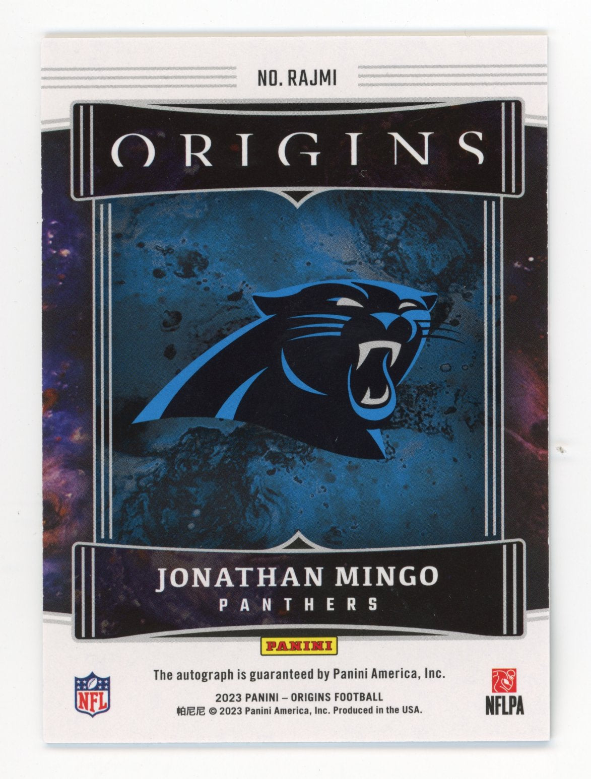2023 Panini Origins Jonathan Mingo #RAJMI - RC Auto /49 Panthers