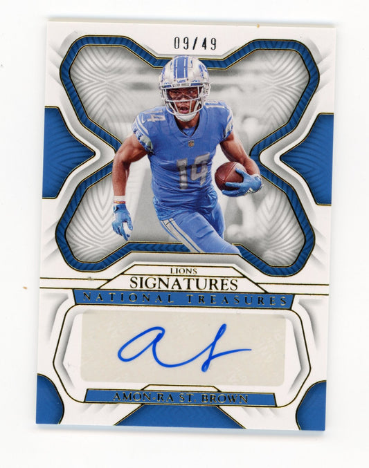 2022 Panini National Treasures Amon-Ra St. Brown #SIG-ASB - #/49 Auto Lions
