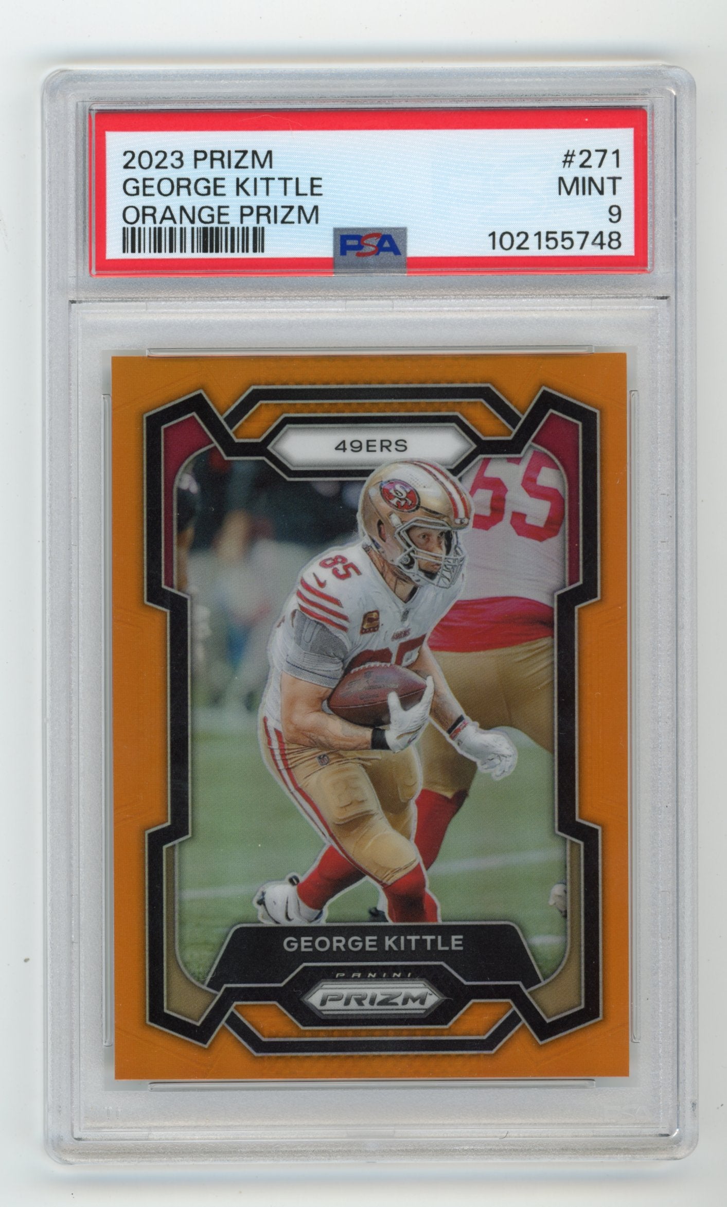 2023 Panini Prizm George Kittle #271 - /249 Orange Prizm PSA 9 49ers