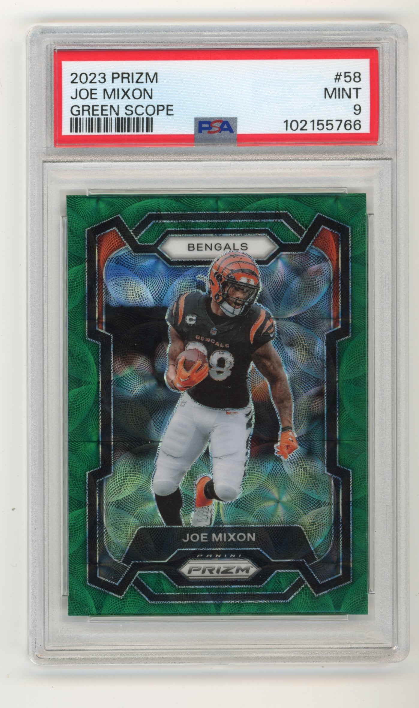 2023 Panini Prizm Joe Mixon #58 - Green Scope PSA 9 Bengals