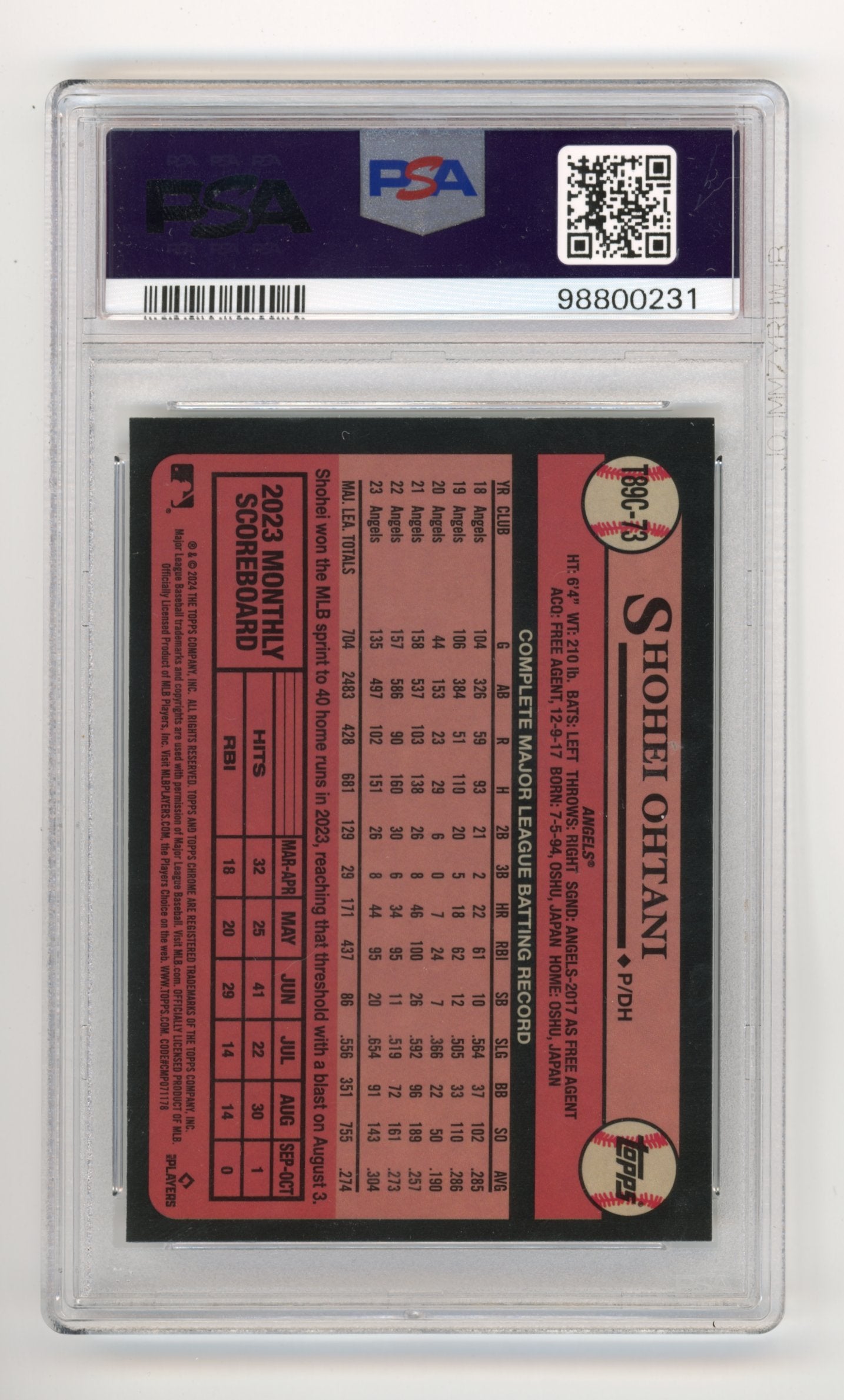 2024 Topps Chrome Silver Pack Shohei Ohtani #T89C73 - PSA 8 Angels