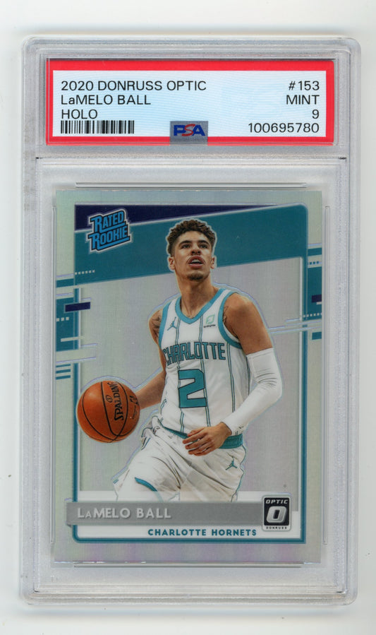 2020 Panini Donruss Optic Lamelo Ball #153 - PSA 9 Rated Rookie Holo Hornets