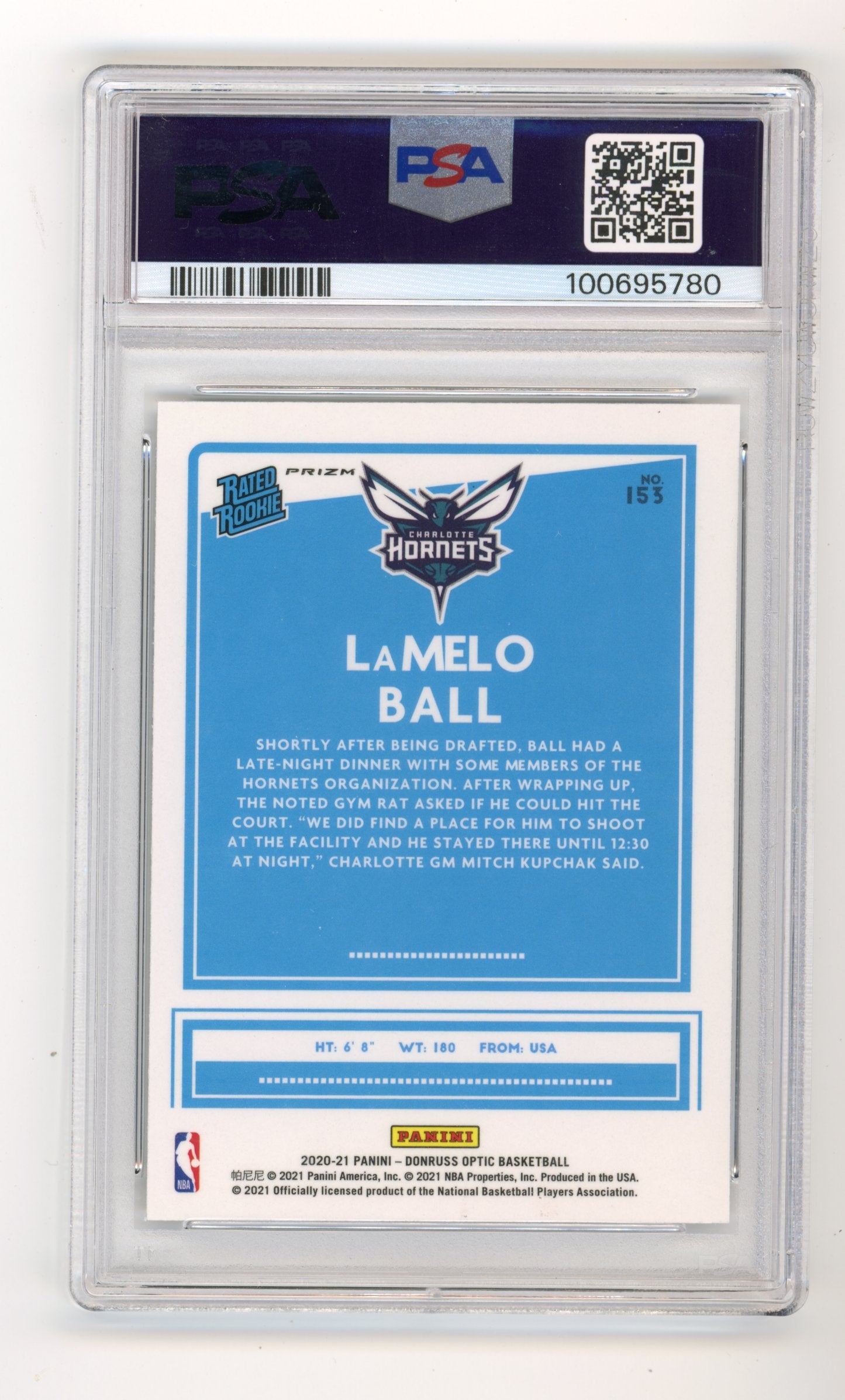 2020 Panini Donruss Optic Lamelo Ball #153 - PSA 9 Rated Rookie Holo Hornets