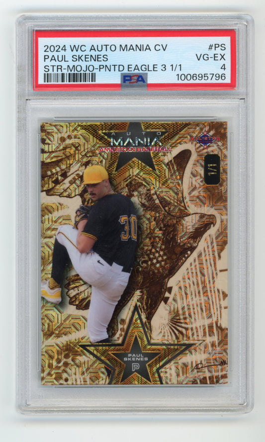 2024 Wild Card Auto Mania CV Paul Skenes #PS - 1/1 Star Mojo Painted Eagle PSA 4