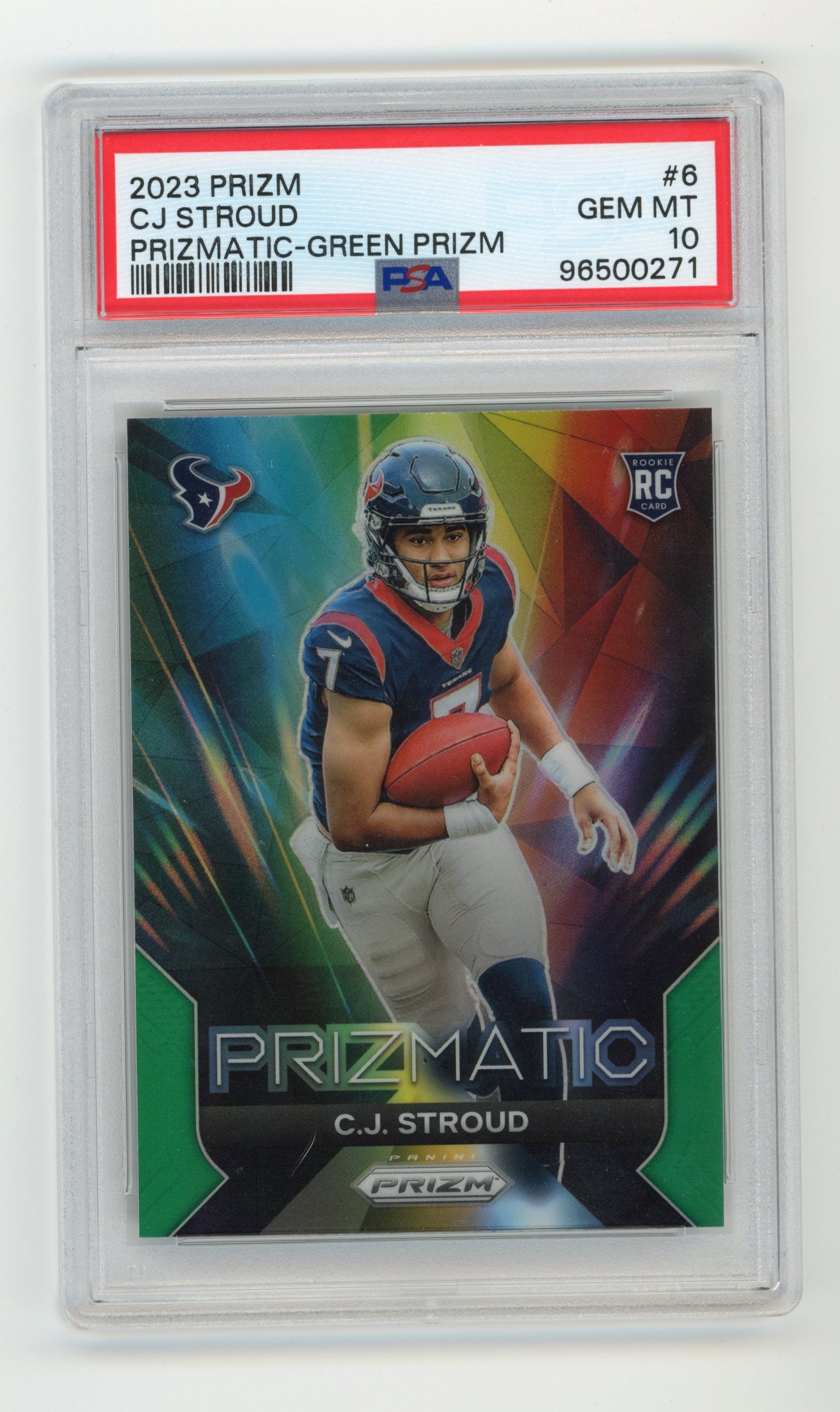 2023 Panini Prizm CJ Stroud #6 - RC Prizmatic Green Prizm PSA 10 Texans