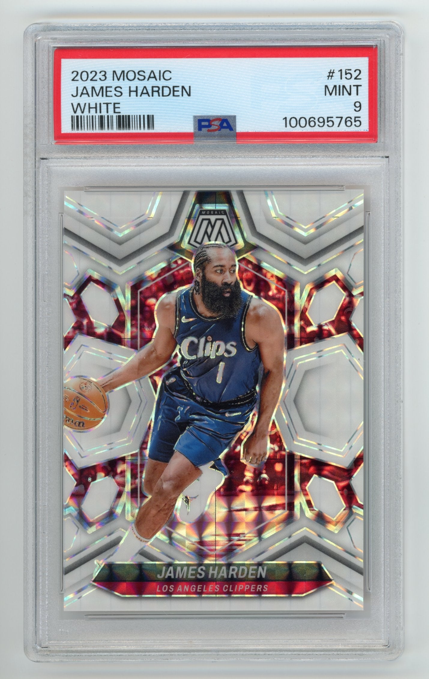 2023 Panini Mosaic James Harden #152 - White #/25 PSA 9 Clippers
