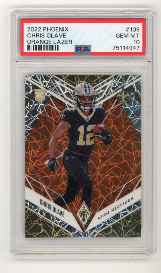 2022 Panini Phoenix Chris Olave #109 - RC Orange Lazer PSA 10 Saints