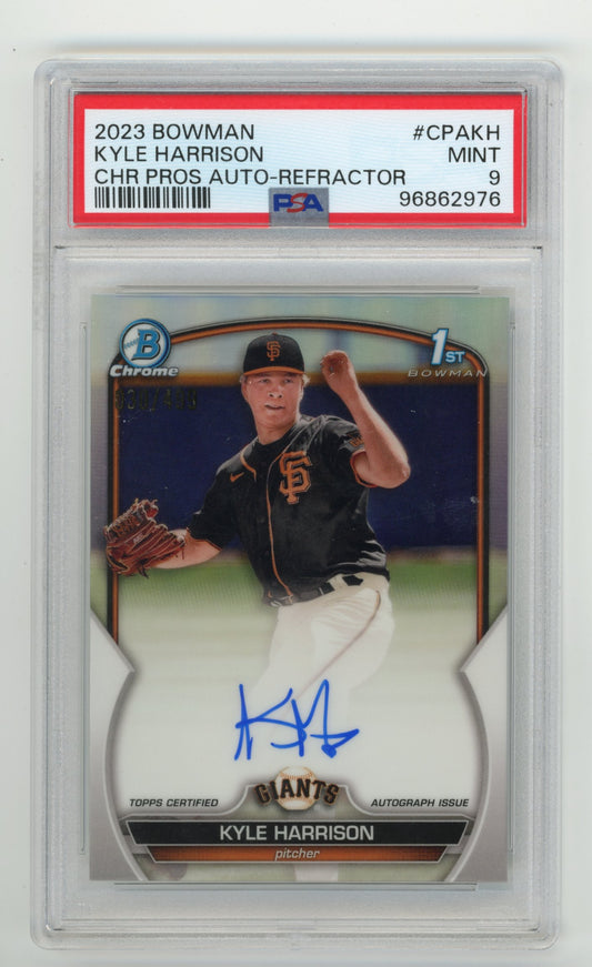 2023 Bowman Chrome Kyle Harrison #CPAKH - CHR Pros Auto Refractor /499 PSA 9 Giants