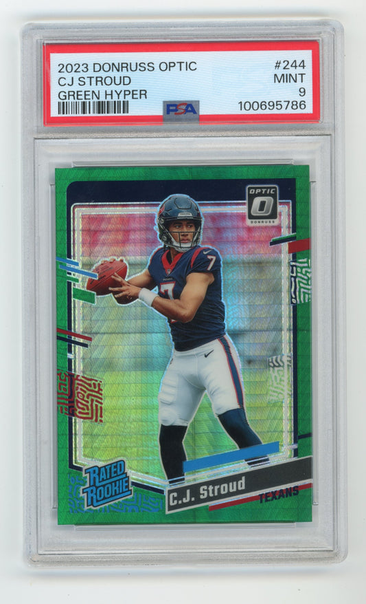 2023 Panini Donruss Optic CJ Stroud #244 - Rated Rookie Green Hyper PSA 9 Texans
