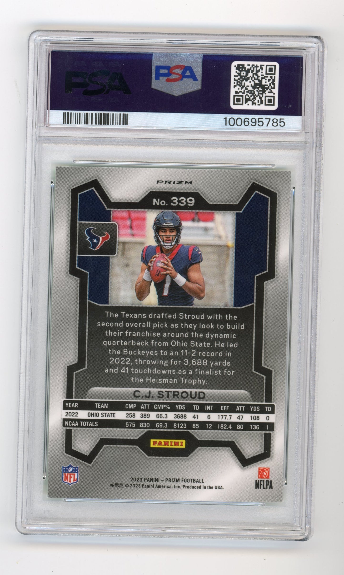 2023 Panini Prizm CJ Stroud #339 - RC Neon Green Pulsar PSA 9 Texans