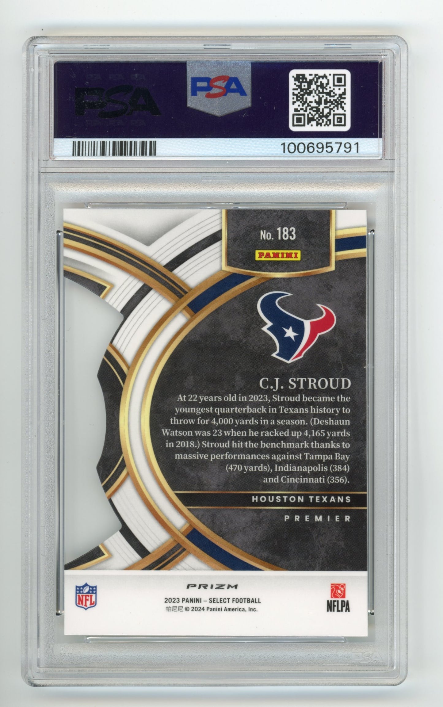 2023 Panini Select CJ Stroud #183 - RC Die Cut Red & Yellow Prizm PSA 9 Texans