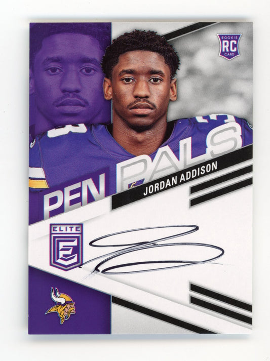 2023 Panini Donruss Elite Pen Pals Jordan Addison RC #PPJA - Auto Vikings