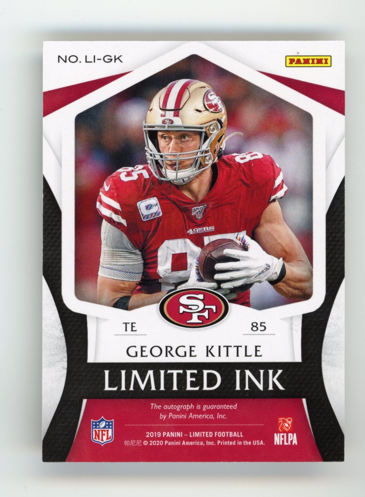 2019 Panini Limited Ink George Kittle #LI-GK - #/10 Red Auto