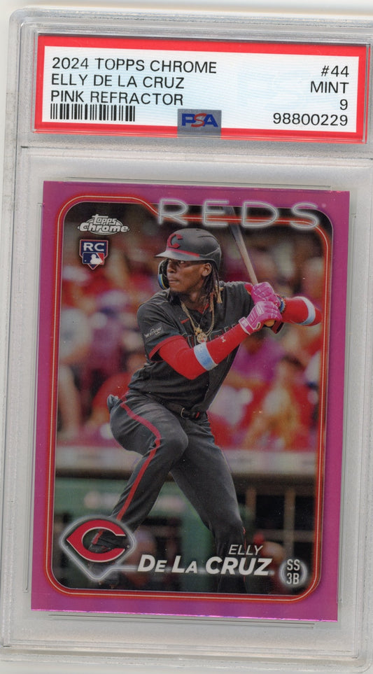2024 Topps Chrome Elly De La Cruz RC #44 - PSA 9 Pink Prizm Reds
