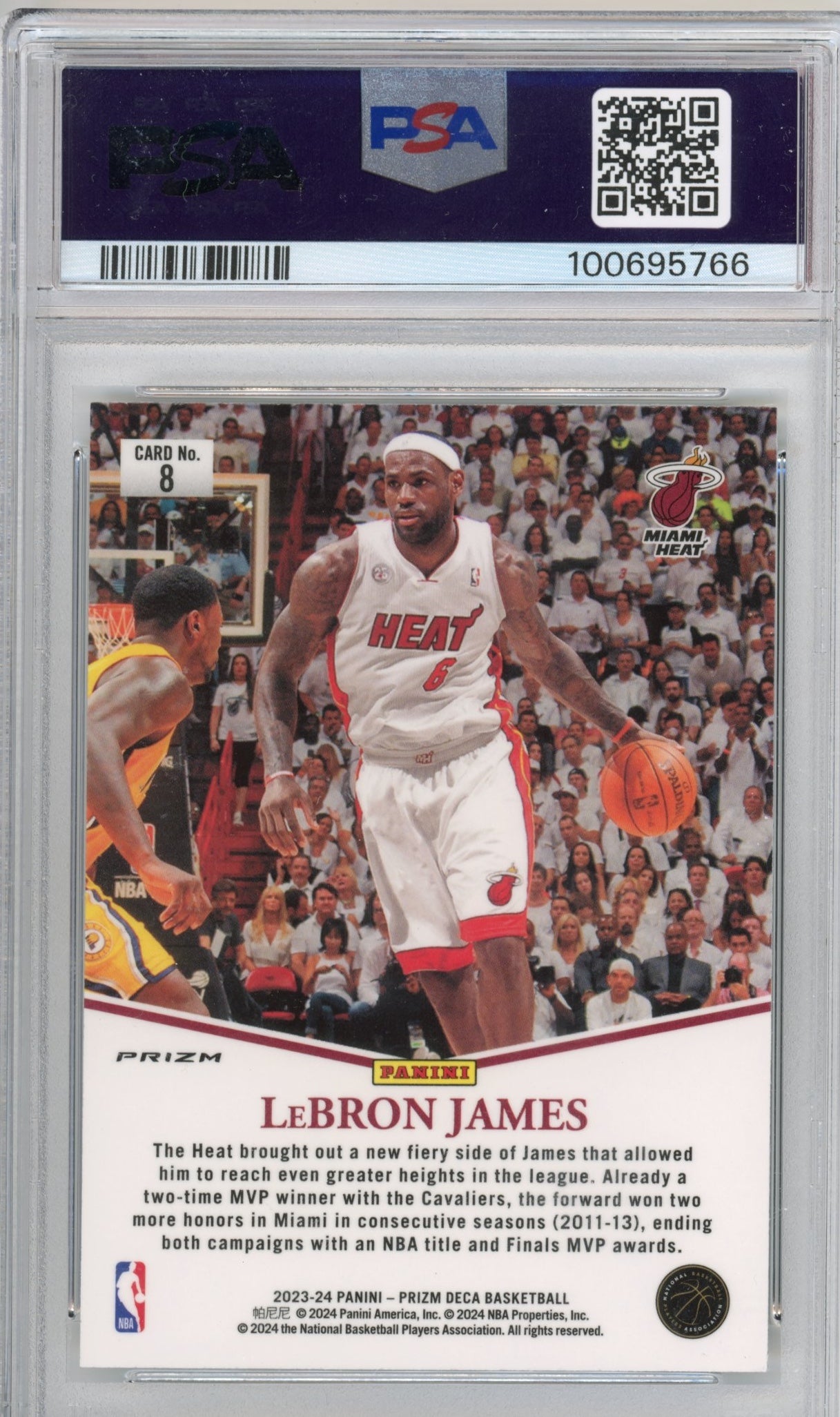 2023 Panini Prizm Deca MVP LeBron James #8 - PSA 9 Silver Prizm Heat