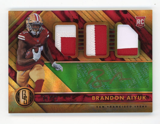 2020 Panini Gold Standard Brandon Aiyuk Rookie #294 - #/22 Triple Patch Autograph 49ers