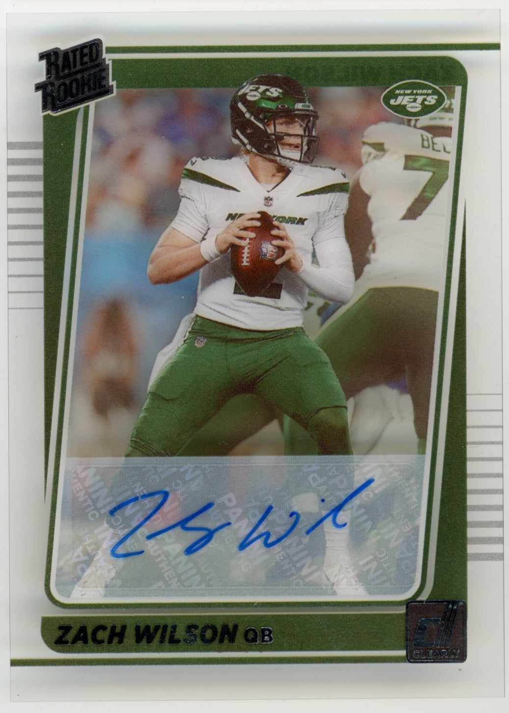 2021 Panini Clearly Donruss Zach Wilson Rated Rookie #52 - Autograph Jets
