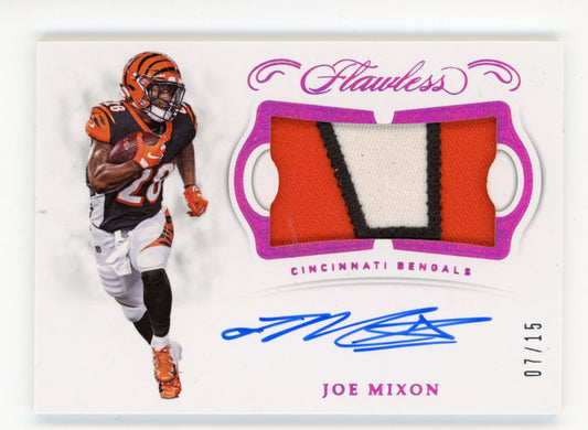 2018 Panini Flawless Joe Mixon #PA-JM - #/15 Patch Autograph Bengals