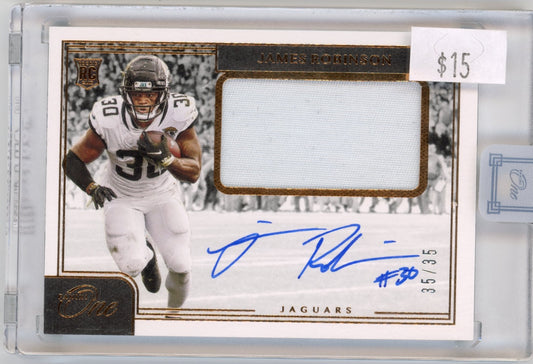 2020 Panini One James Robinson Rookie #28 - #/35 Patch Autograph Jaguars