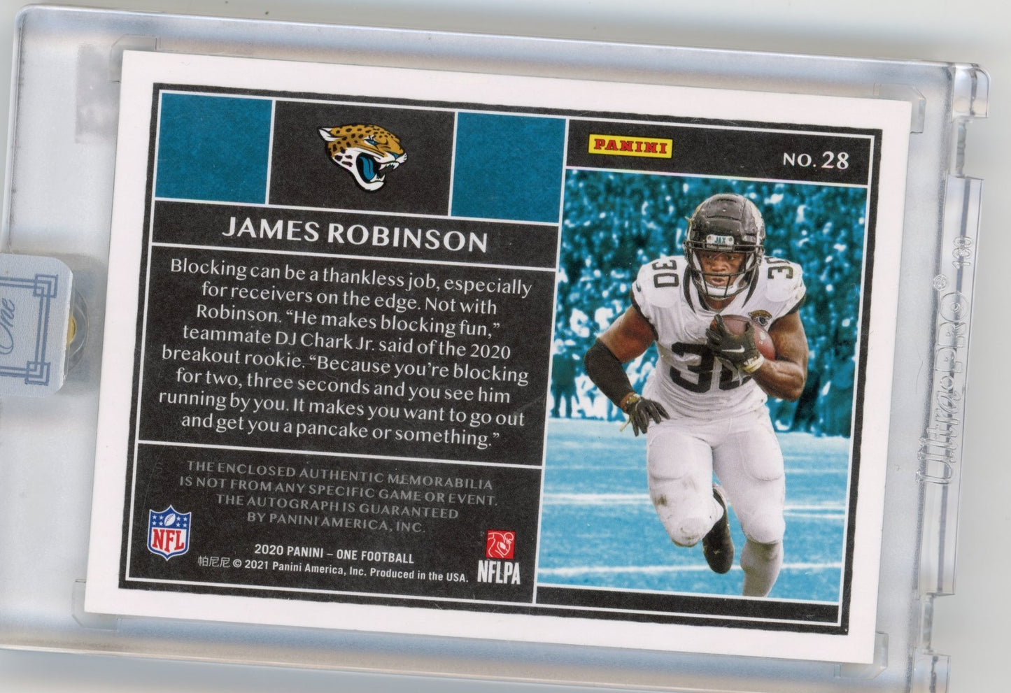 2020 Panini One James Robinson Rookie #28 - #/35 Patch Autograph Jaguars