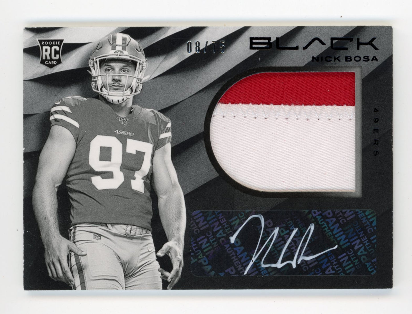 2019 Panini Black Nick Bosa Rookie #109 - #/75 Patch Autograph 49ers