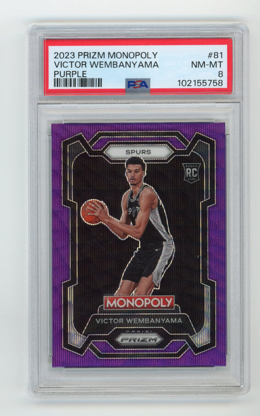 2023 Panini Prizm Monopoly Victor Wembanyama #81 - PSA 8 Purple Wave Spurs