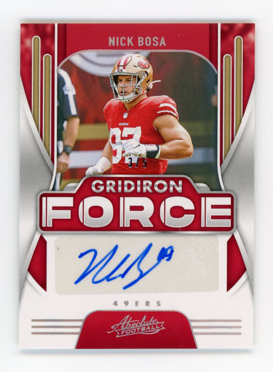 2021 Panini Absolute Nick Bosa Gridiron Force #GF7 - #/5 Autograph 49ers