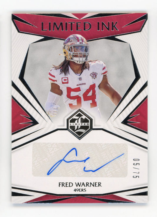 2021 Panini Limited Fred Warner #LI-FW - #/75 Autograph 49ers