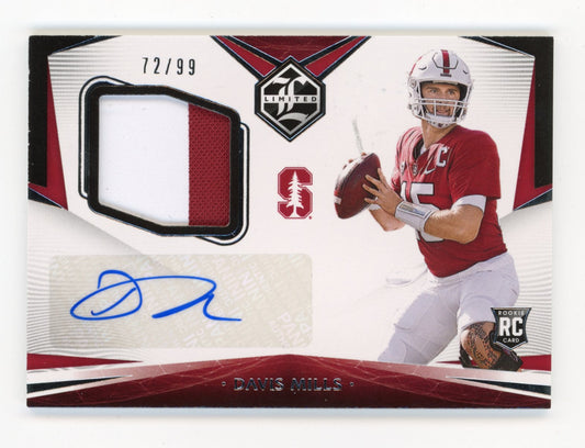 2021 Panini Limited Davis Mills Rookie #L-DMI - #/99 Patch Autograph Cardinal