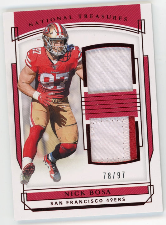 2019 Panini National Treasures Nick Bosa #RDM-5 - #/97 Red Jersey Auto 49ers