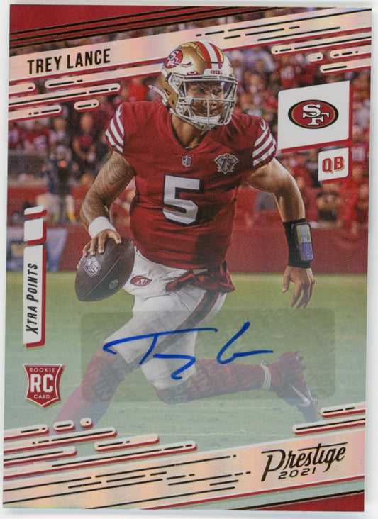 2021 Panini Chronicles Prestige Xtra Points Trey Lance RC #204 - Auto 49ers