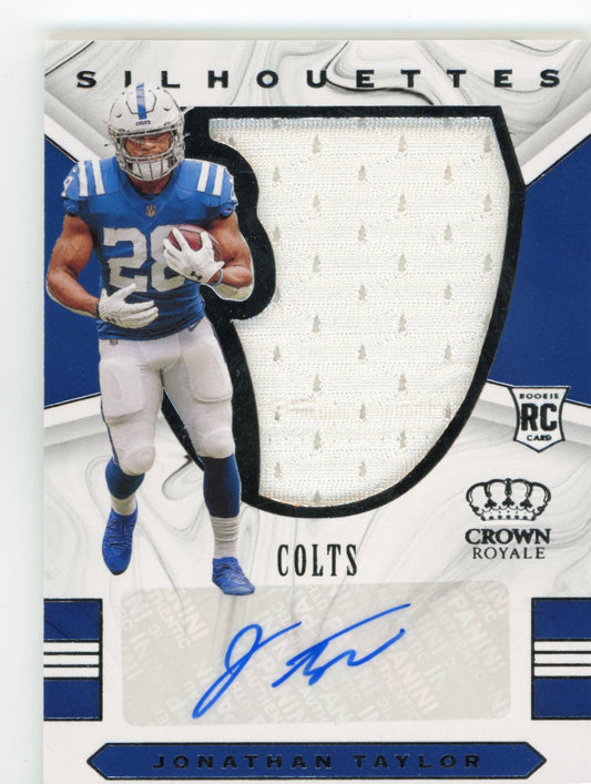 2020 Panini Chronicles Crown Royale Silhouettes Jonathan Taylor RC #CSA-JT - #/99 Jersey Auto Colts