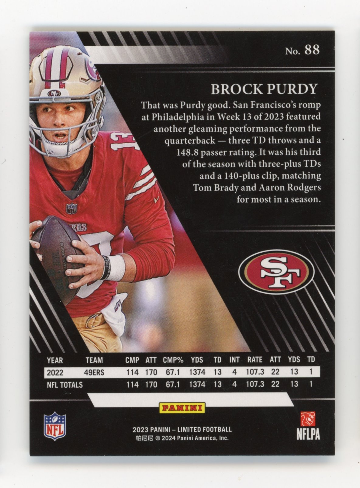 2023 Panini Limited Brock Purdy #88 - #/99 49ers
