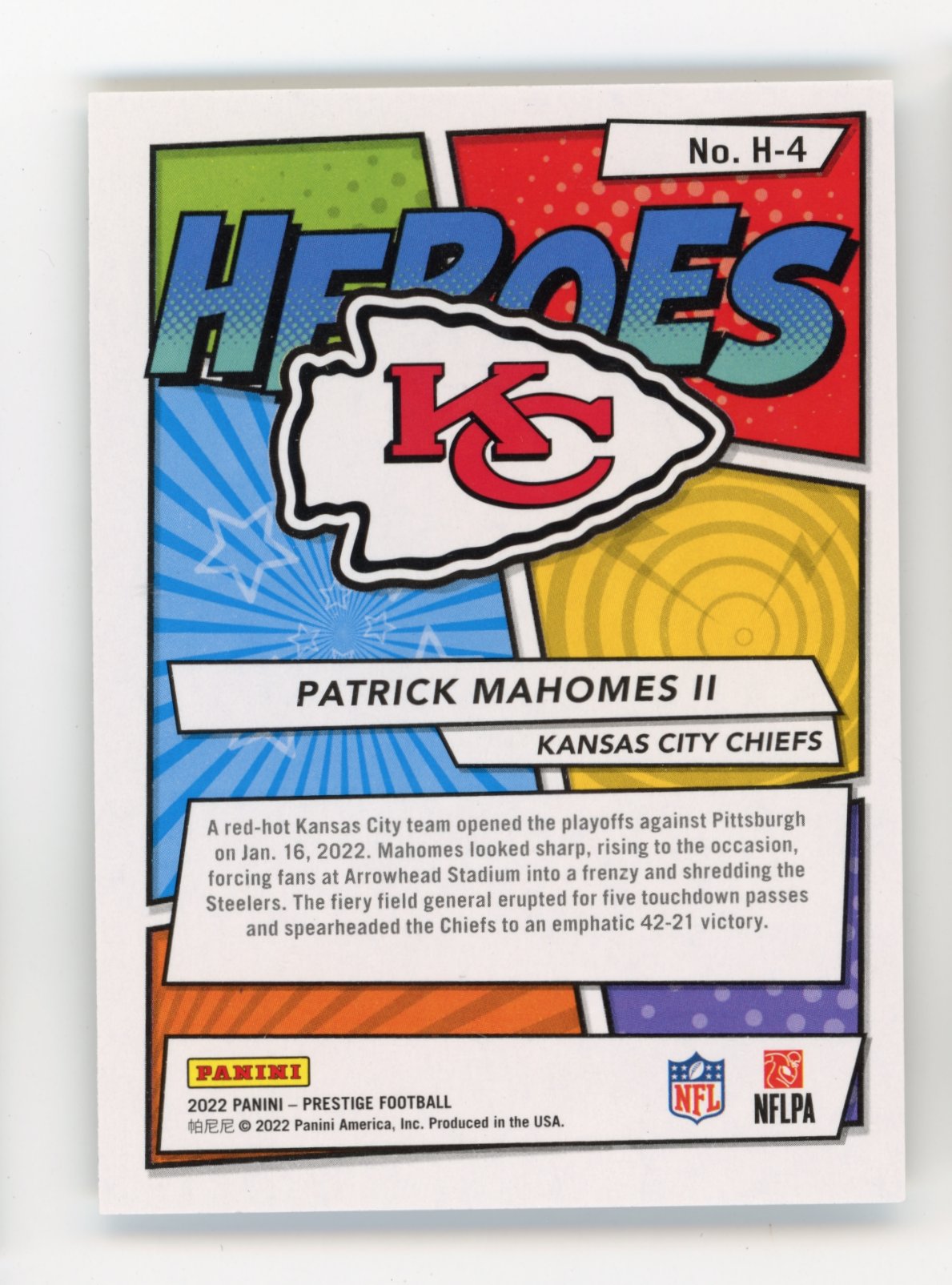2022 Panini Prestige Heroes Patrick Mahomes II #H-4 - Refractor Chiefs