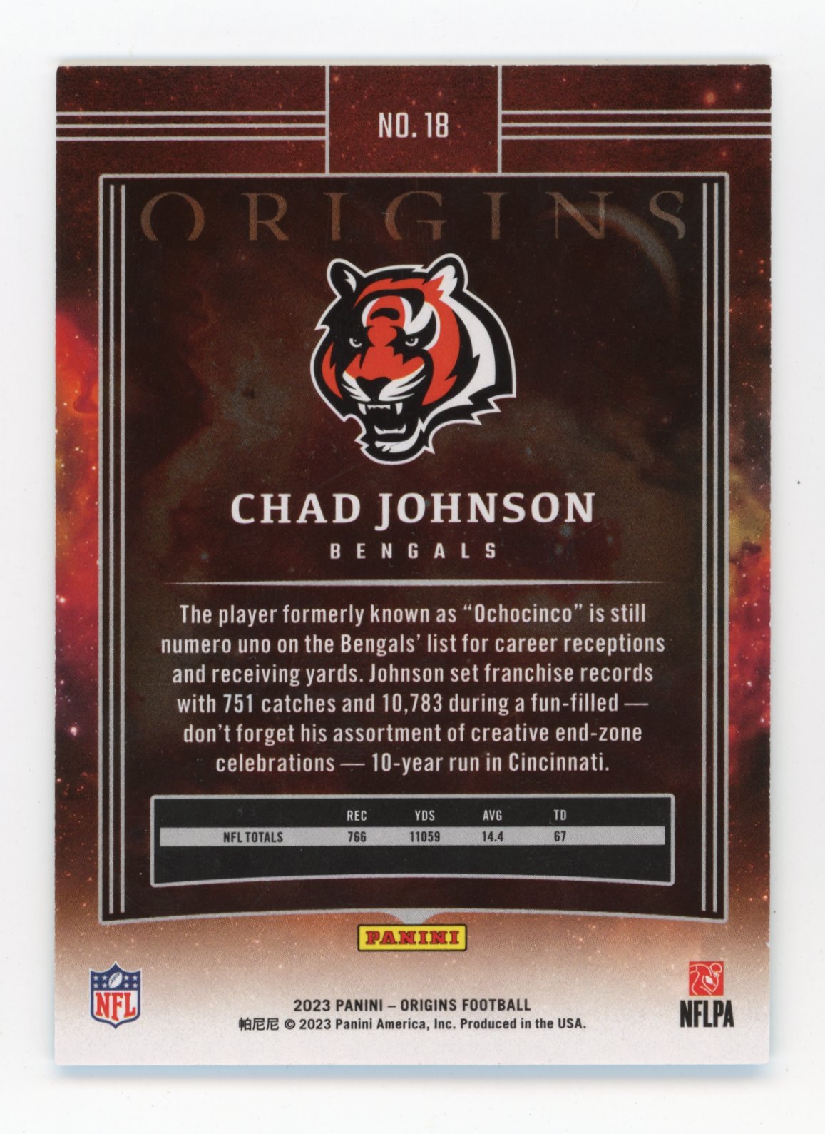 2023 Panini Origins Chad Johnson #18 - #/50 Blue Bengals