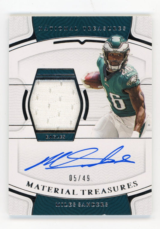 2021 Panini National Treasures Material Treasures Miles Sanders #MTS-MS - #/49 Jersey Auto Eagles