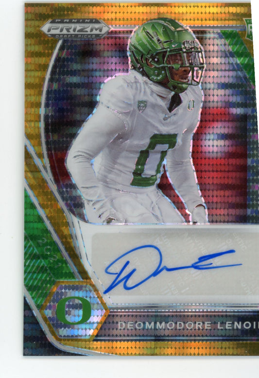 2021 Panini Prizm Draft Picks Deommodore Lenoir RC #DPA-DLE - #/49 Orange Pulsar Oregon