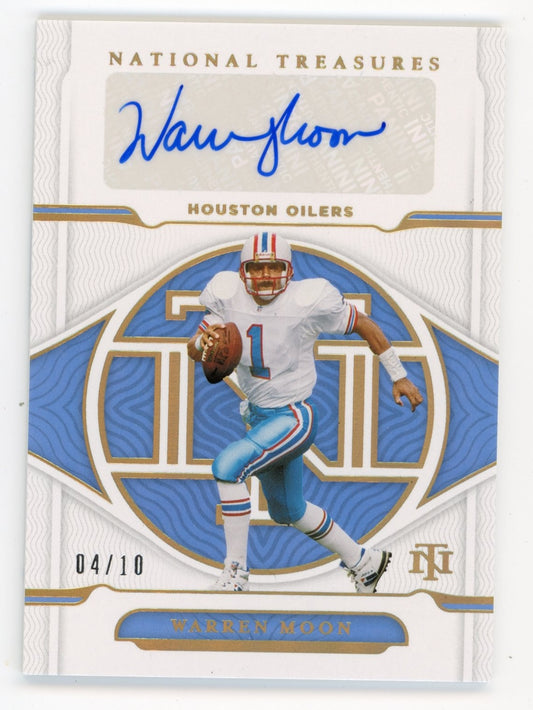 2021 Panini National Treasures Warren Moon #S-WM - #/10 Gold Auto Oilers