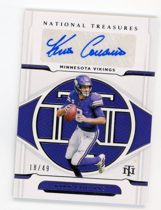 2021 Panini National Treasures Kirk Cousins #S-KC - #/49 Auto Vikings
