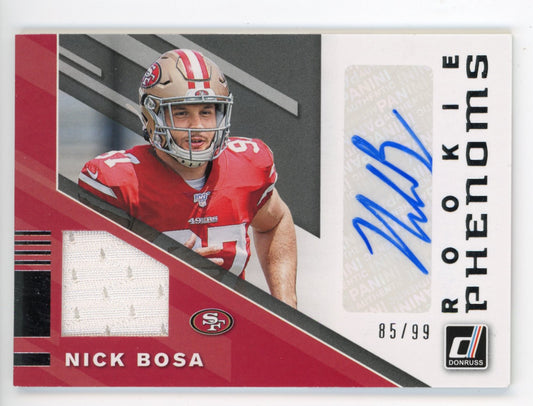 2019 Panini Donruss Rookie Phenoms Nick Bosa #RPJ-18 - #/99 Jersey Auto 49ers