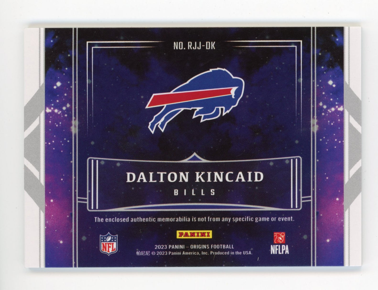 2023 Panini Origins Rookie Jumbo Jersey Dalton Kincaid RC #RJJ-DK - #/199 Jersey Auto Bills