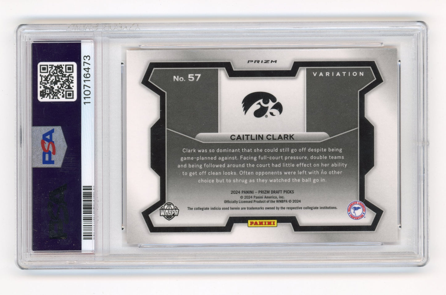 2024 Panini Prizm Draft Picks Caitlin Clark Rookie #57 - PSA 10 Orange Cracked Ice Iowa