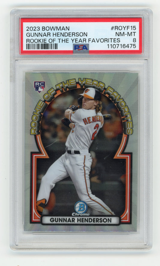 2023 Topps Bowman Chrome Gunnar Henderson Rookie #ROYF15 - PSA 8 Orioles