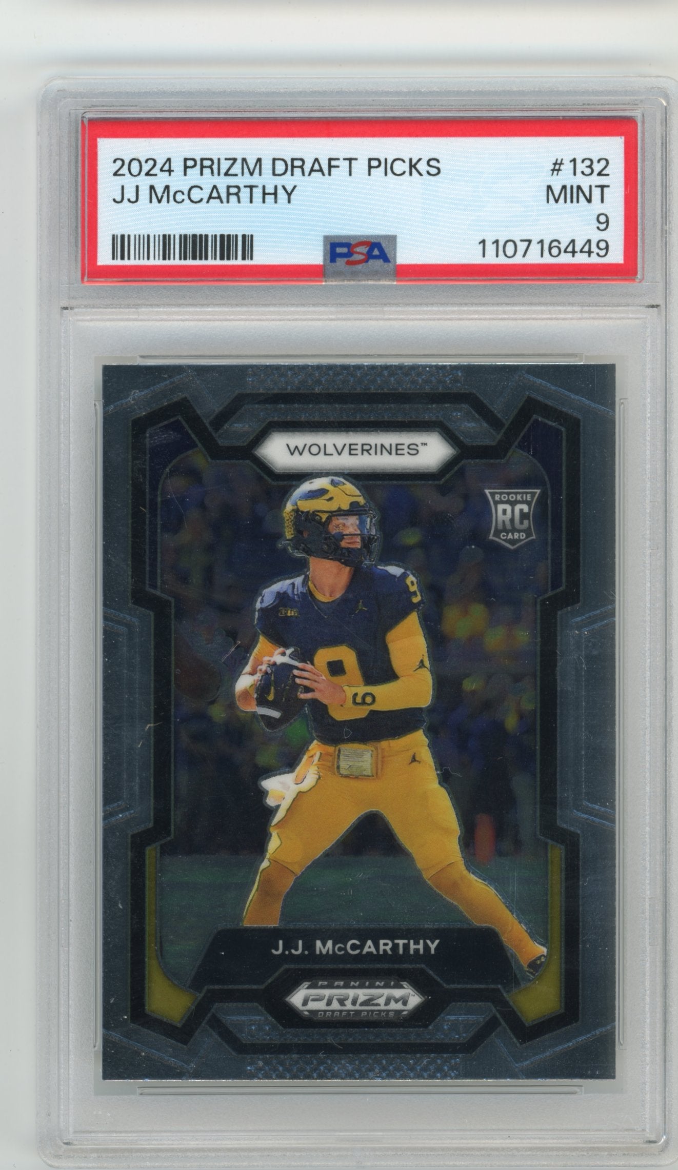 2024 Panini Prizm Draft Picks JJ McCarthy Rookie #132 - PSA 9 Vikings