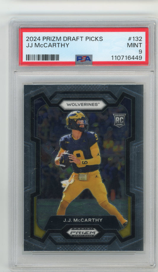 2024 Panini Prizm Draft Picks JJ McCarthy Rookie #132 - PSA 9 Vikings