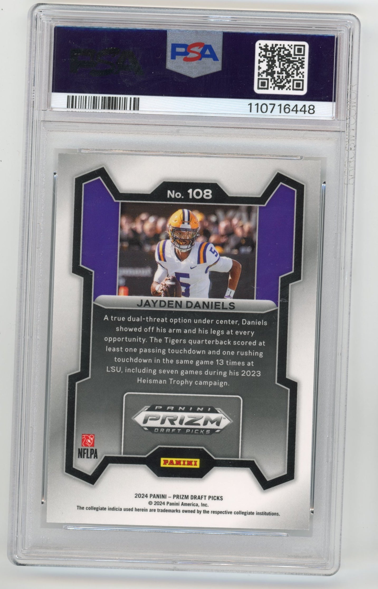 2024 Panini Prizm Draft Picks Jayden Daniels Rookie #108 - PSA 10 Commanders