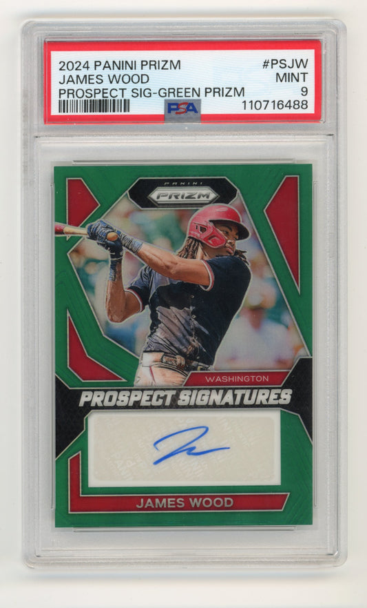 2024 Panini Prizm James Wood Rookie #PSJW - PSA 9 Autograph Green Nationals