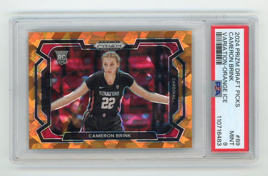 2024 Panini Prizm Draft Picks Cameron Brink Rookie #89 - PSA 9 Variation Orange Cracked Ice Cardinal