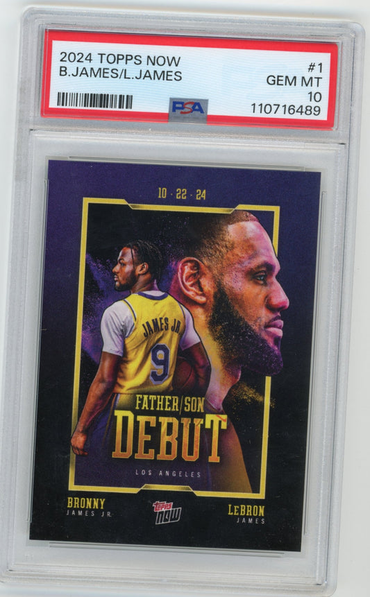 2024 Topps Now LeBron/Bronny James #1 - PSA 10 Lakers